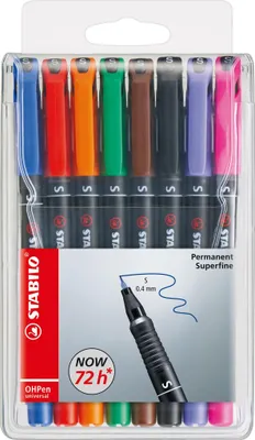 Obrázek produktu pro Fóliové pero - STABILO OHPen univerzální - permanentní superjemné - balení 8 kusů - s 8 různými barvami