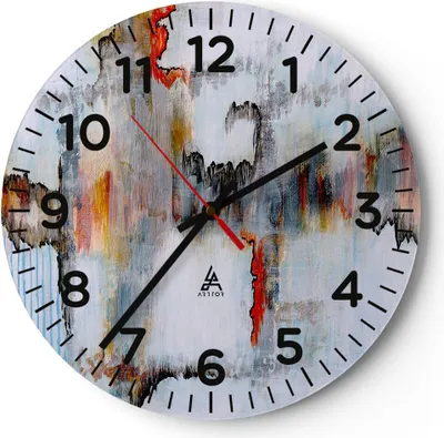 Produktbild von Wanduhr - Rund - Glasuhr - Abstraktion modern - 30x30cm - Schleichendes Uhrwerk - Lautlos - zum Aufhängen bereit - Dekoration Modern - Wanddekoration aus Glas - C4AR30x30-3676
