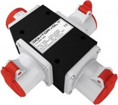 Immagine prodotto di Adattatore CEE distributore di energia IP44 1x spina CEE 16A 3x prese CEE 16A per cantiere distributore trasversale Doktorvolt