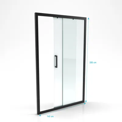 Image de Porte de douche coulissante 140x200 cm - Verre transparent - Profilé Noir - CRUSH