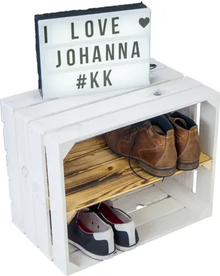 Produktbild von Obstkistenregal - WEIß - "Johanna" mit Mittelbrett - geflammt -  LÄNGS