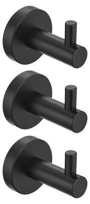 Produktbild von Set mit 3 Handtuchhaken aus Stahl – Schwarz