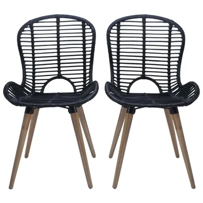 Image de vidaXL Chaise de salle à manger 6 pcs. Rotin naturel noir