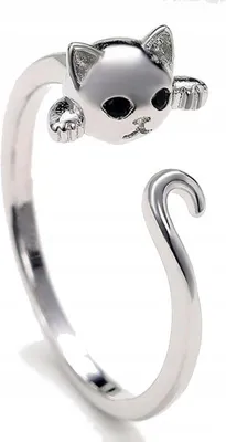 Produktbild von Silber Damenring verstellbar Universalgeschenk Katzenschwanzanhänger