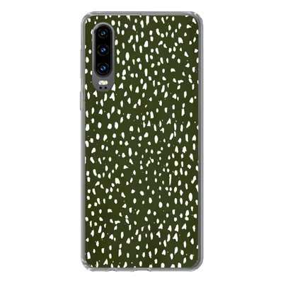 Produktbild von MuchoWow® Handyhülle Schutzhülle Hülle für Huawei P30 Polka dots - Weiß - Schwarz Silikon Softcase Handy Hülle - Kartenbesitzer