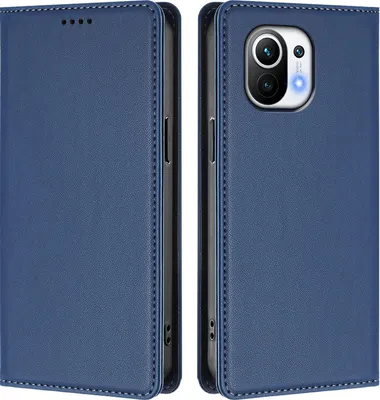 Obrázek produktu pro Kožené pouzdro pro Xiaomi Mi 11, magnetické flipové pouzdro zPolyuretankůže se stojánkem Tmavě modrá