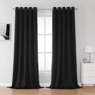 Verdunkelungsvorhang-Set 2er, 305x152 cm, schwarz, mit Ösen
