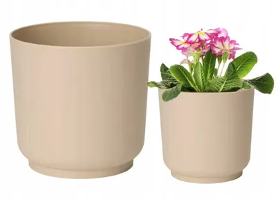 Productafbeelding van Matte bloemenhoes, beige, kunststof, ECO, gerecycled, Satina, 15x14,9 cm
