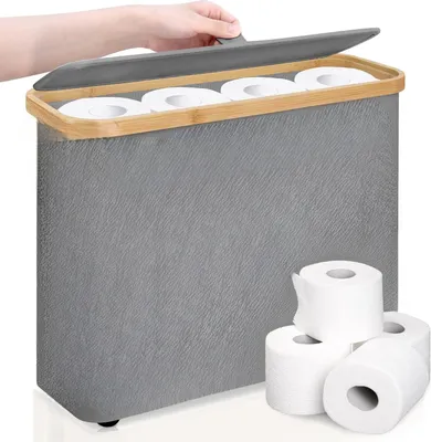 Produktbild von 28L Toilettenpapier Aufbewahrung Korb mit Deckel, Griff, wasserdichter klopapier aufbewahrung, Badezimmer Organizer, Schrankbehälter,für 9-12 Rollen