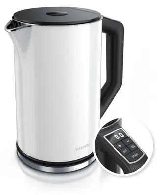 Wasserkocher 1,5 L 2200 W Temperaturwahl 40–100 °C Edelstahl Weiß