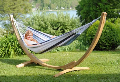 Produktbild von Amazonas Hängematte und Gestell Apollo Set marine 210 x 140 cm; bunt, AZ-6010120