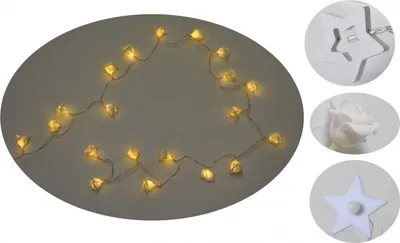 Image de Guirlande lumineuse BURI 20 LEDs Décoration de Noël étoile fleur mariage Décoration lumineuse batterie, Variante:Etoile/bois