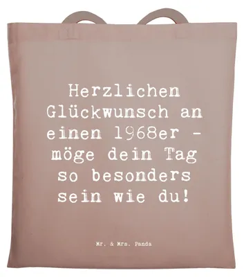 Produktbild von Mr. & Mrs. Panda dokumententasche Spruch 1968 Geburtstag - Braun Pastell - Geschenk, Glückwunsch, Shopping Tasche, Geburtstagsfeier, Worte, Schultasche, Alter, geboren