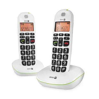 Productafbeelding van Doro PhoneEasy 100w duo, DECT-telefoon, Luidsprekerfunctie, 20 melodieën, Identificatie van de beller, Wit
