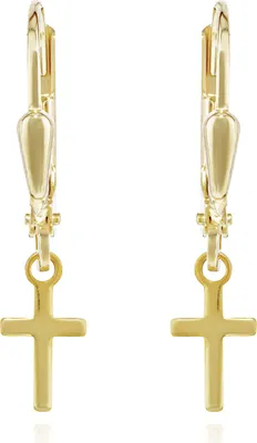 Produktbild von Paar Kreuz Brisur Ohrhänger 333 Gelb Gold 8 Karat 9x5mm Kruzfix Damen Ohrhänger