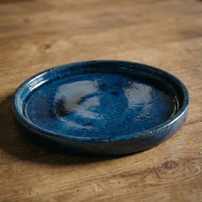 Produktbild von Provencelia Keramik Untersetzer Base r Aqua, Ø34 x H5 cm, frostbeständig, handgefertigt, glasiert, Outdoor, Garten, Terrasse, winterfest
