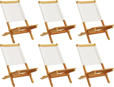 Produktbild von vidaXL Gartenstühle 6 Stk. Klappbar Cremeweiß Stoff und Massivholz