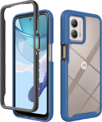 Produktbild von Moto G53 Hülle, Hybrid Transparente Rückseite TPU Bumper Stoßfest Schutzhülle für Motorola Moto G53 Dunkelblau