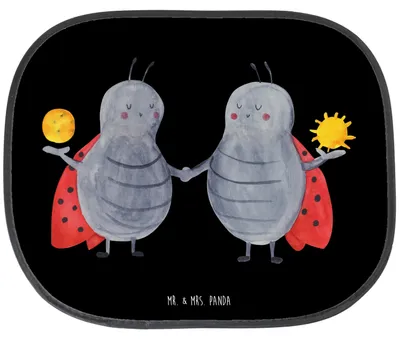 Produktbild von Mr. & Mrs. Panda Sonnenschutz Auto Sternzeichen Zwilling - Schwarz - Geschenk, Zwillinge, Sonnenblende, Zwillingsschwester, Fürs, Glückskäfer, für, Marienkäfer