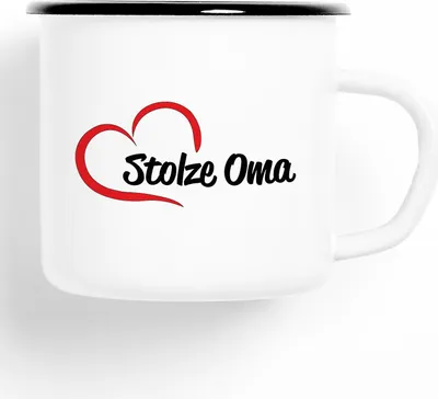 Produktbild von Huuraa Emaille Tasse Stolze Oma Geschenk Kaffeebecher Vintage 300ml Stolze Oma Präsent