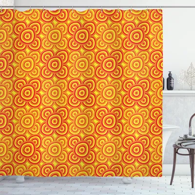 Immagine prodotto di ABAKUHAUS Tenda da doccia etnica, motivi tradizionali africani Fiori astratti in colori caldi, 175 x 180 cm, arancione vermiglio giallo