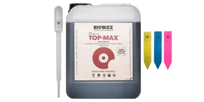 Produktbild von BioBizz Top Max 5 Liter – inklusive Dosierpipette & 3 Pflanzenschilder (Farbe zufällig)