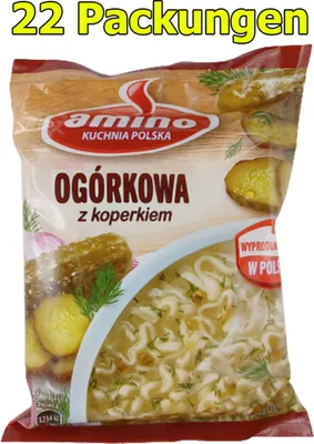 Produktbild von Amino Ogorkowa Polnische Instant Nudelsuppe Salzgurkensuppe 22er Pack (22 x 61g)