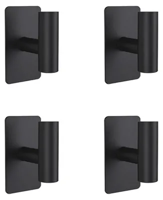 Immagine prodotto di INF Set 4 ganci adesivi acciaio inox L8cm H4cm per bagno senza foratura Nero
