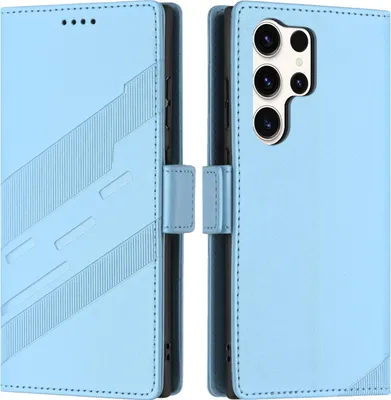 Immagine prodotto di Custodia per Samsung Galaxy S25 Ultra - Cover portafoglio Phonesta Embossed Lines - Blu chiaro