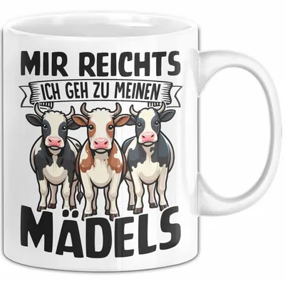 Produktbild von Mir Reichts Ich Geh Zu Meinen Mädels Tasse Geschenk Für Kuh Bauern Kaffee-Becher (Weiß)
