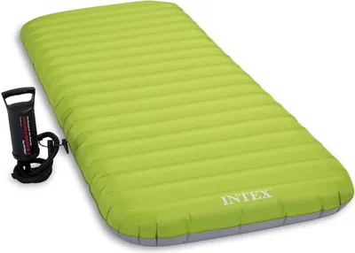 Produktbild von INTEX 64780 - Luftmatratze - Roll n Go (grün, 76x191x13cm) Luftbett inklusive Handpumpe