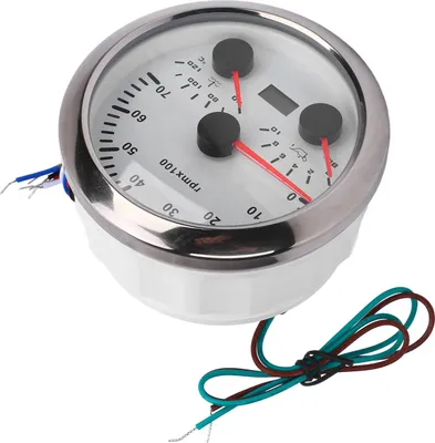 Immagine prodotto di Tachimetro 3 in 1 da 85 mm DC da 9 a 32 V 7000 giri/min da 0 a 10 bar di pressione dell'olio 40 120 ℃ di temperatura dell'acqua Retroilluminazione a 7 colori per camion, trattori e auto Quadrante bianco Lunetta argentata CX8288