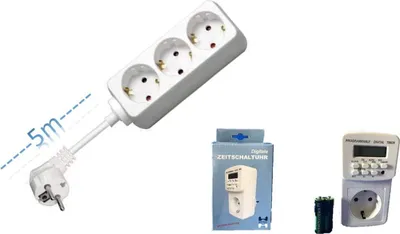Produktbild von Digitale Zeitschaltuhr Steckdose Wochenzeitschaltuhr + 3 fach Steckdose mit 1,5 Meter Kabel