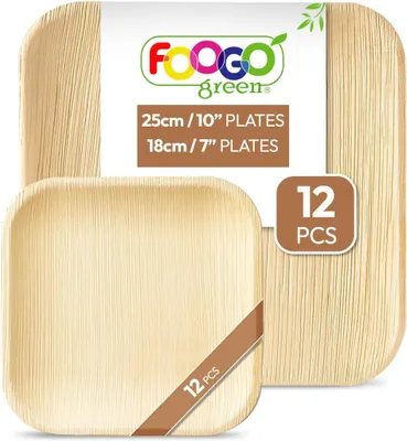 Produktbild von Palmblatt-Servietten – 25 x 25 cm – Set mit 24 Stück – Aus Palmblättern – Biologisch abbaubar – Bambus