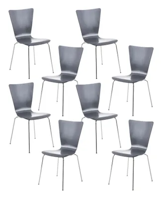 Produktbild von CLP 8er Set Besucherstuhl Aaron mit Holzsitz und Metallgestell grau