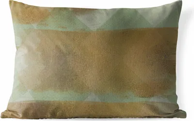 Produktbild von MuchoWow® Outdoor Kissen - Muster - Streifen - Gold - Grün - 60x40 cm - Wetterfest - Lounge Kissen - Zierkissen - Kissen für Innenräume
