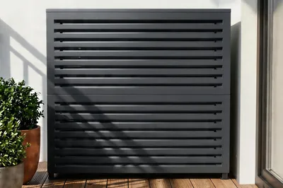 Produktbild von ANETO graue Aluminiumabdeckung für Klimaanlage & Wärmepumpe - Größe XL