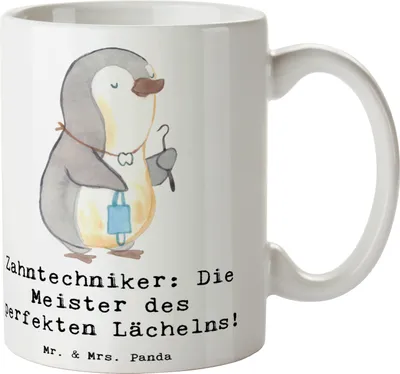 Produktbild von Mr. & Mrs. Panda Tasse Zahntechniker Lächeln - Weiß - Geschenk, kaffeebecher keramik, Kaffeetasse, Kronen, Zahntechnikerhandwerk, Berufsprodukte, Zahnprothetik, Beruf