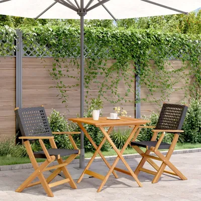 Produktbild von Maison Exclusive - 3-tlg. Bistro-Set Schwarz Poly Rattan und Massivholz