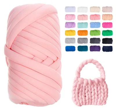 Image de Laine pour tricot à l'aiguille 500g, fil épais, fil torsadé, rose clair, 18 mètres