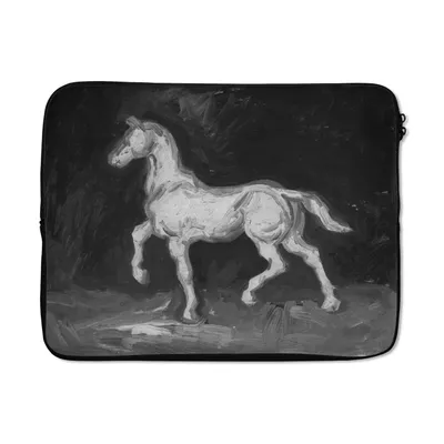 Produktbild von MuchoWow® Laptop Hülle 17 Zoll Laptoptasche Pferd - Vincent van Gogh - Schwarz - Weiß - Zipper - Schutzabdeckung