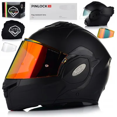 Image de Casque modulable Vito avec écran Pinlock et pare-soleil | Casque intégral modulable pour moto | Homologation ECE 22.06 | Taille M (57-58 cm)