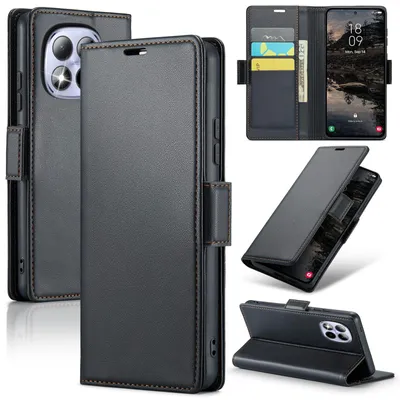 Produktbild von CLM-Tech Handyhülle kompatibel mit Xiaomi Redmi Note 15 Pro 5G 6,83 Zoll Hülle - Tasche aus Premium Kunstleder - Klapphülle mit Ständer und Kartenfächern - Schutzhülle Wallet Case Cover schwarz