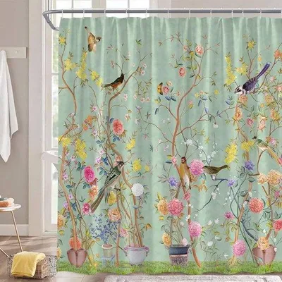 Produktbild von Famanu Duschvorhang wasserfest und schimmelresistent - grün - 180 x 180 cm