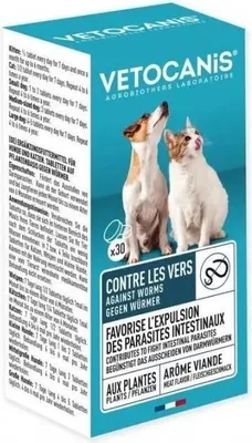 Image de Comprimés VETOCANIS contre les vers intestinaux pour chiens et chats - Boîte de 30 comprimés