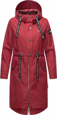 Produktbild von Navahoo Damen Mantel Übergangs Jacke Lang Parka Freizeit Casual Kapuze Josinaa Bordeaux Gr. 36 - S