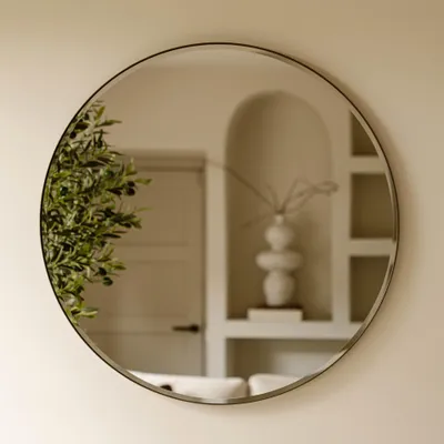 Produktbild von Indore Home - Runder Wandspiegel Bronze - Spiegel mit Facettenrand - 80 cm