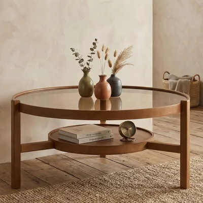 Immagine prodotto di Olzai - Tavolino da Salotto, 100x100x48h cm Marrone Noce, un Vano