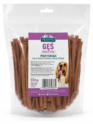 Imagen del producto de PETITTO: Un delicioso manjar natural para perros. Suaves tiras de pato, 500 g