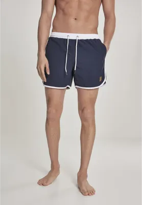 Productafbeelding van Heren zwemshorts Urban Classics Retro, marineblauw/wit - maat L